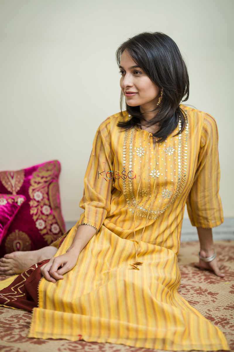 Image for Kusvaa Ws491 Tulip Tree Chanderi Kurta Sitting