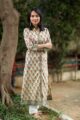 Image for Kusvaa Wsr79 Indian Khaki Block Printed A Line Kurta Side