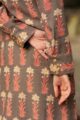 Image for Kusvaa Kc41 Roman Coffee Spun Kurta Pant Set Back Closeup