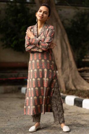 Image for Kusvaa Kc41 Roman Coffee Spun Kurta Pant Set Featured