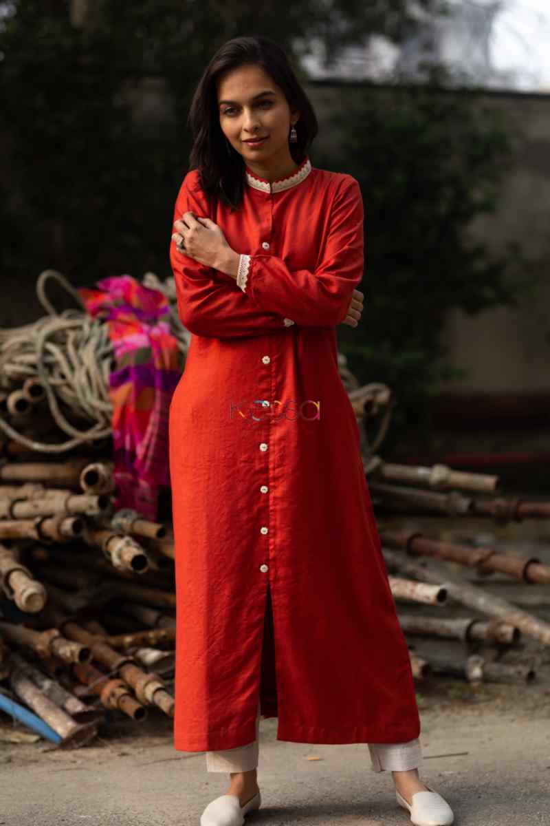 Image for Kusvaa Kc43 Pomegranate Semi Pashmina Kurta Featured