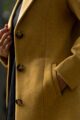 Image for Kusvaa Kj14 Copper Yellow Woolen Long Coat Closeup