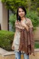 Image for Kusvaa Kudu54 Beige Mashru Silk Stole Side