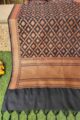 Image for Kusvaa Kudu67 Dark Zari Jaal Stripe Black Dupatta Closeup 2