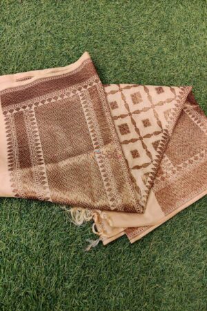 Image for Kusvaa Kudu67 Dark Zari Jaal Stripe Cream Dupatta Featured
