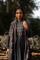 Image for Kusvaa Kuoj100 Fuscous Gray A Line Semi Pashmina Kurta Stole Set Closeup 3