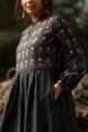 Image for Kusvaa Kuoj100 Fuscous Gray A Line Semi Pashmina Kurta Stole Set Closeup