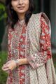 Image for Kusvaa Kuoj95 Mongoose And Maroon Straight Fit Kurta Dupatta Set Closeup
