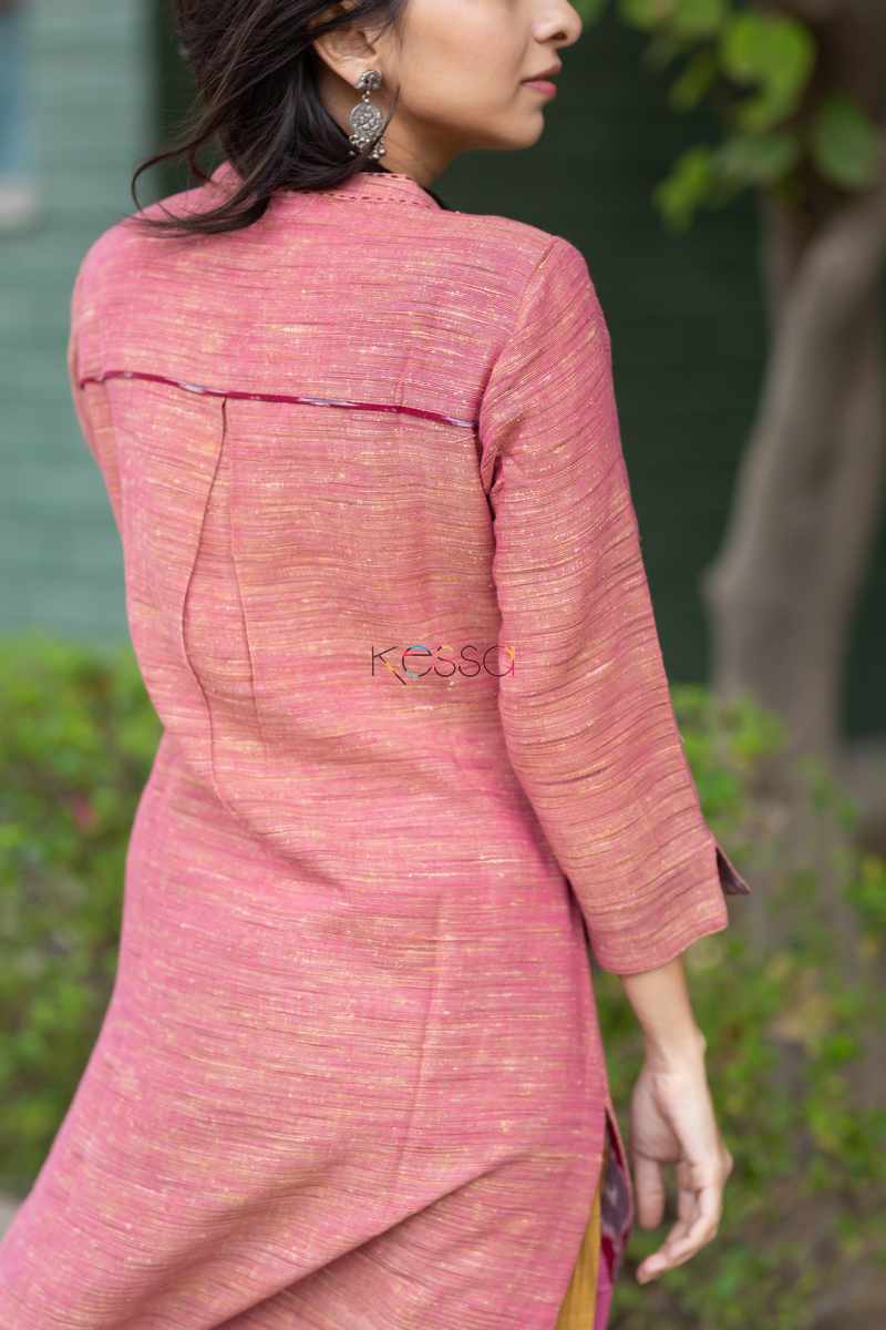Image for Kusvaa Ws493 Petite Orchid Khadi Silk Kurta Back