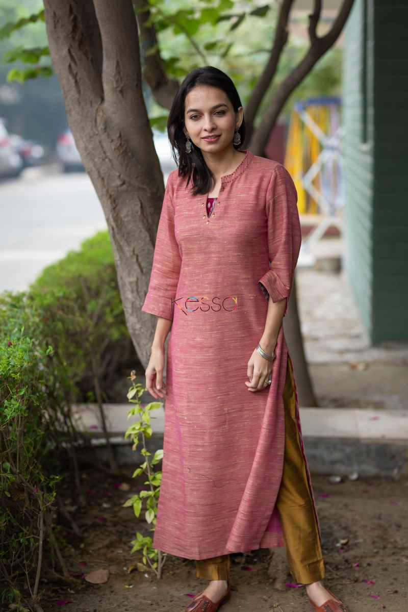 Image for Kusvaa Ws493 Petite Orchid Khadi Silk Kurta Featured