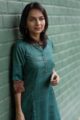 Image for Kusvaa Ws498 Mineral Green Khadi Silk Kurta Closeup 2