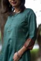 Image for Kusvaa Ws498 Mineral Green Khadi Silk Kurta Closeup