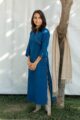 Image for Kusvaa Ws499 Bluewood South Cotton Straight Fit Kurta Side