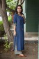 Image for Kusvaa Ws500 Kashmir Blue And Beige Kurta Pant Set Side