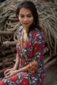 Image for Kusvaa Wsr80 Mariner Blue And Red A Line Kurta Closeup 2