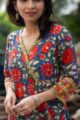 Image for Kusvaa Wsr80 Mariner Blue And Red A Line Kurta Closeup