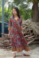 Image for Kusvaa Wsr80 Mariner Blue And Red A Line Kurta Side