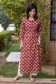 Image for Kusvaa Wsr81 Maroon Handblock Print Straight Fit Kurta Side
