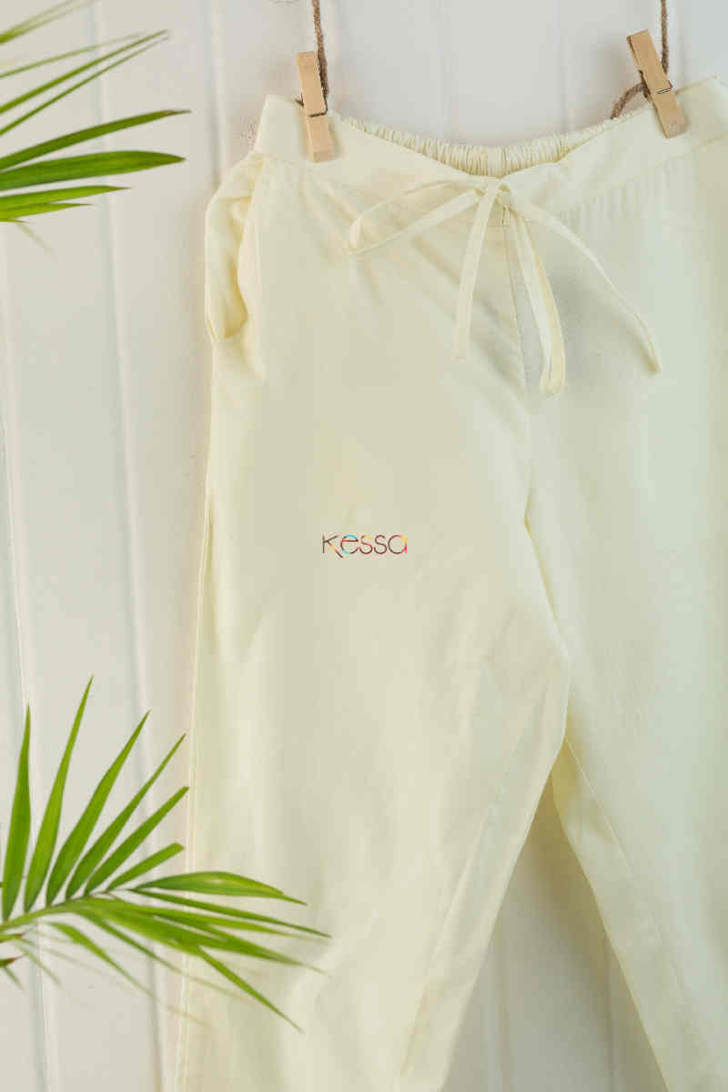 Image for Wsp01 Pants With Pocket Elasticated Waist Cream Closeup