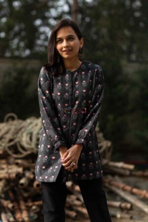 Image for Kusvaa Kc40 Black Semi Pashmina Short Kurti Featured