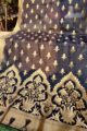 Image for Kusvaa Kudu63 Dark Blue Banarsi Jaal Dupatta Side