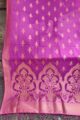 Image for Kusvaa Kudu63 Medium Red Violet Banarsi Dupatta Side