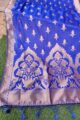Image for Kusvaa Kudu63 Royal Blue Banarsi Jaal Dupatta Closeup 2