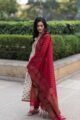 Image for Kusvaa Kudu66 Maroon Dark Zari Phool Jaal Maroon Dupatta Front