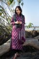 Image for Kusvaa Kuoj105 Camelot Purple Modal Silk Ajrakh Print Kurta Dupatta Set Front