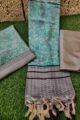 Image for Kusvaa Kusf08 Turquoise Semi Pashmina Complete Suit Set Closeup