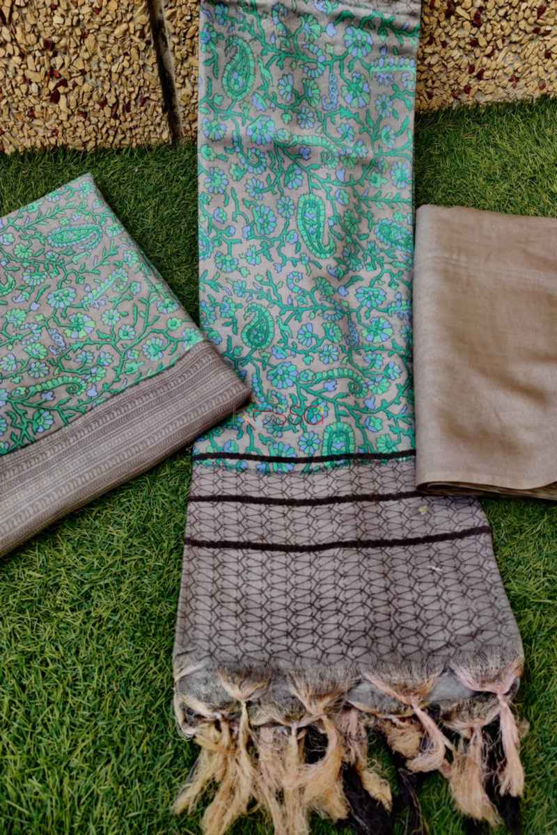 Image for Kusvaa Kusf08 Turquoise Semi Pashmina Complete Suit Set Closeup