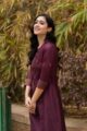 Image for Kusvaa Ws495 Cocoa Bean Purple Shade Kurta Closeup 2 New