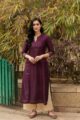 Image for Kusvaa Ws495 Cocoa Bean Purple Shade Kurta Front 2 New