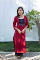Image for Kusvaa Ws508 Merlot South Cotton Kurta With Hand Embroidery Patch Side