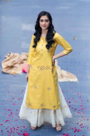 Image for Kusvaa Ws509 Old Gold Pure Silk Kurta Featured