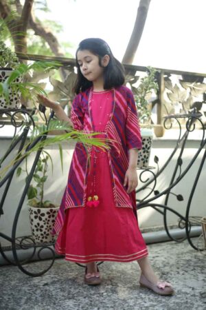 Image for Kusvaa Wsk32 Maroon Blush Lehriya Dress Featured