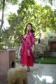Image for Kusvaa Wsk32 Maroon Blush Lehriya Dress Side 2