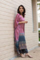Image for Kusvaa Kc46 Red Blue Ajrakh Kaftan And Pant Set New 1