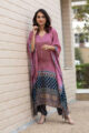 Image for Kusvaa Kc46 Red Blue Ajrakh Kaftan And Pant Set New 3