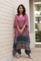 Image for Kusvaa Kc46 Red Blue Ajrakh Kaftan And Pant Set New 5