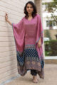 Image for Kusvaa Kc46 Red Blue Ajrakh Kaftan And Pant Set New 8