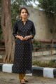 Image for Kusvaa Taf18 Black Gold Print Straight Fit Kurta 1