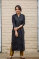 Image for Kusvaa Taf18 Black Gold Print Straight Fit Kurta 2