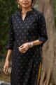 Image for Kusvaa Taf18 Black Gold Print Straight Fit Kurta 3