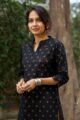 Image for Kusvaa Taf18 Black Gold Print Straight Fit Kurta 4