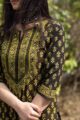 Image for Kusvaa Wa310a Black And Green Regular Wear Kurta Closeup