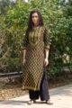 Image for Kusvaa Wa310a Black And Green Regular Wear Kurta Front