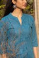 Image for Kusvaa Ws514 Stripe Blue Short Kurti Closeup