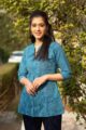 Image for Kusvaa Ws514 Stripe Blue Short Kurti Front