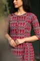 Image for Kusvaa Ws521 Dark Tan And Grey Ikat A Line Kurta Closeup